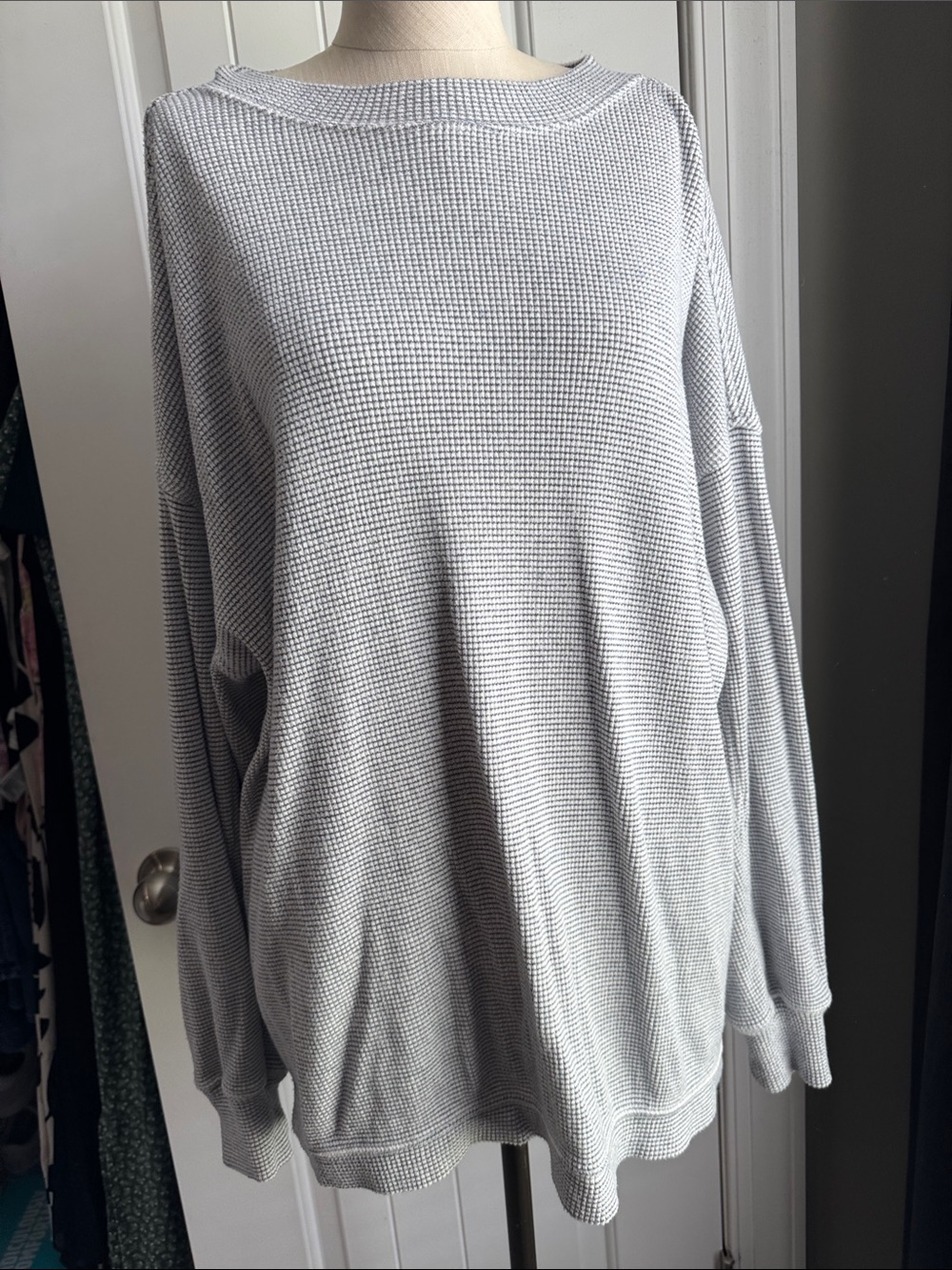 Aerie Light Blue Women's Waffle Knit Long Sleeve Sweater